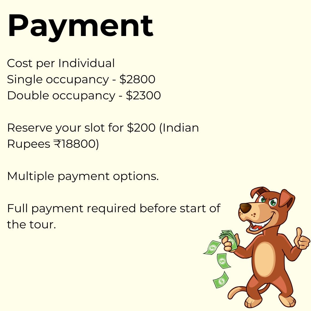 
                  
                    Payment information with a cartoon dog holding money on a white background
                  
                