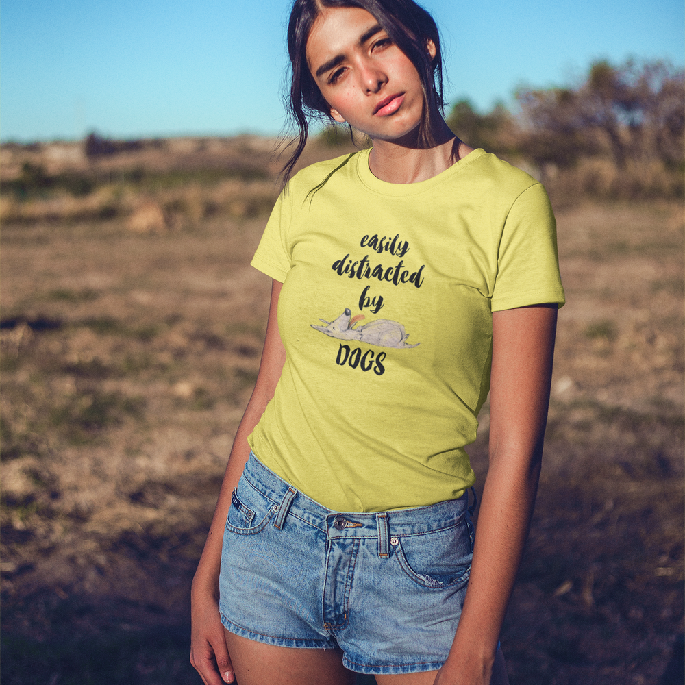 
                  
                    Woman wearing dog lovers tshirt
                  
                