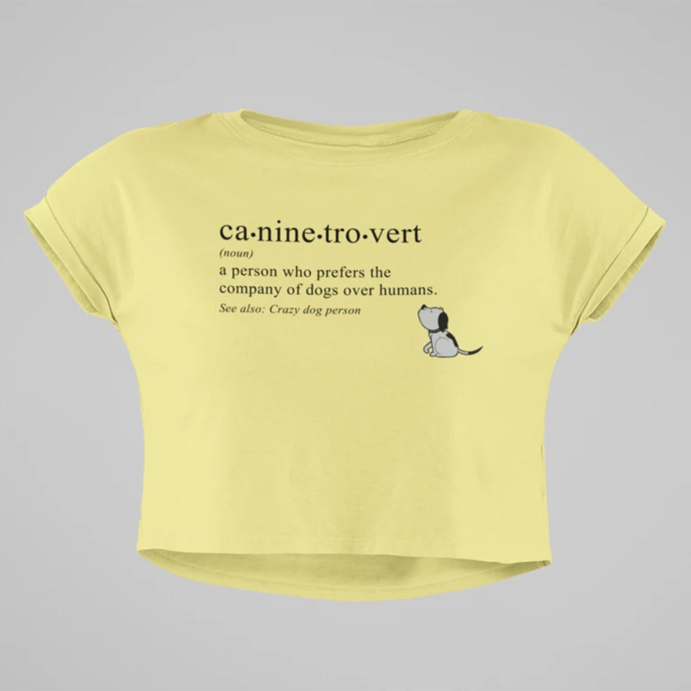 
                  
                    caninetrovert cotton crop top t-shirt for dog lovers
                  
                