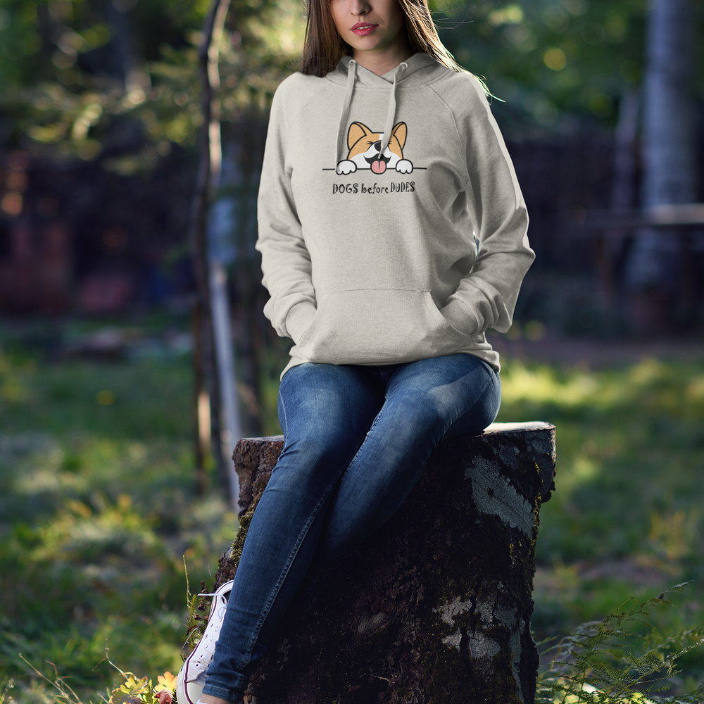 
                  
                    woman wearing hoodie for dog lovers by floof
                  
                