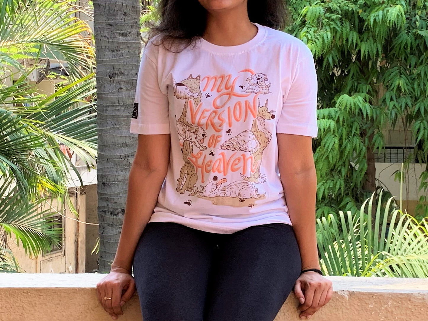 
                  
                    Quirky round neck t-shirt my version of heaven full of dogs
                  
                