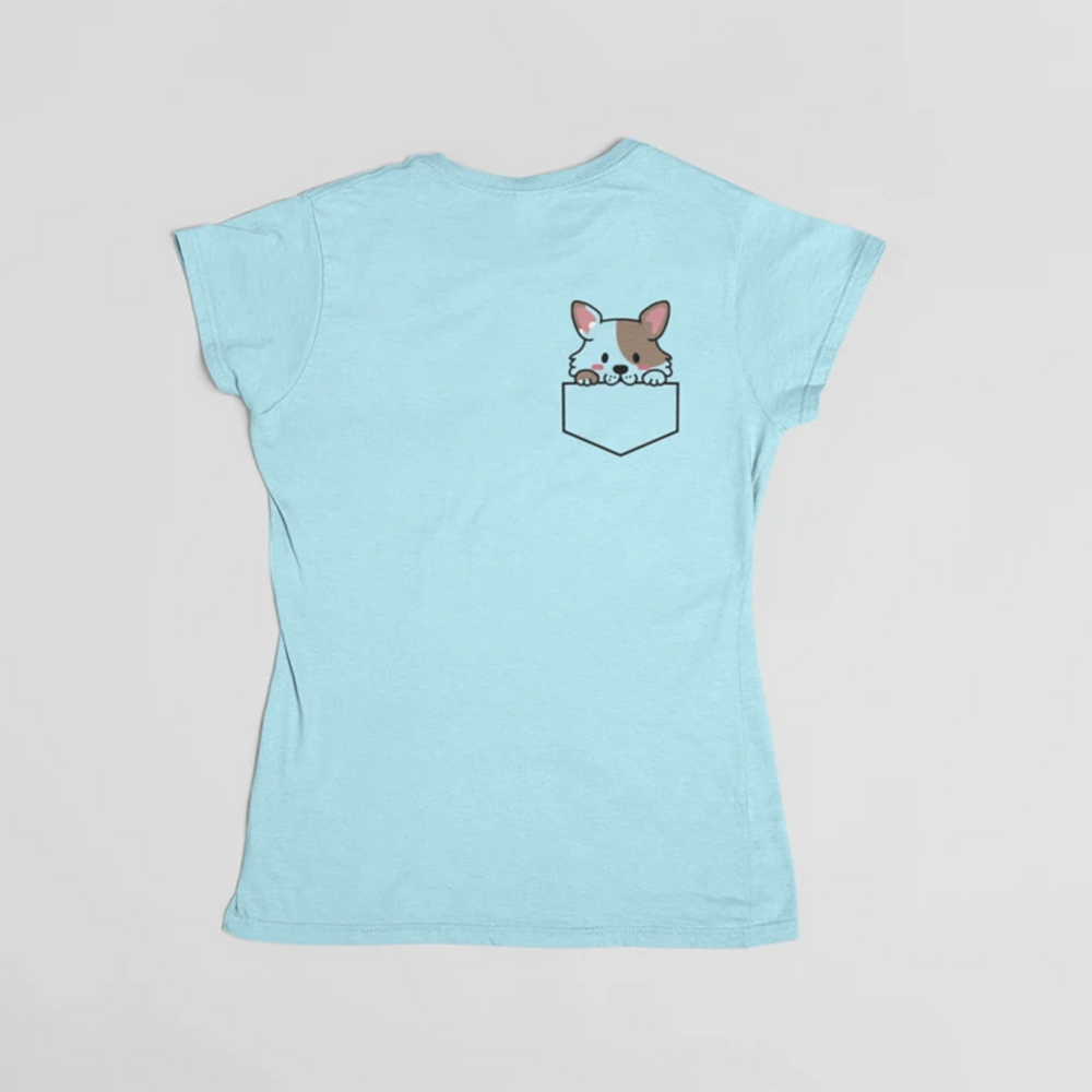 floof dog in pocket cotton t-shirt for dog lovers